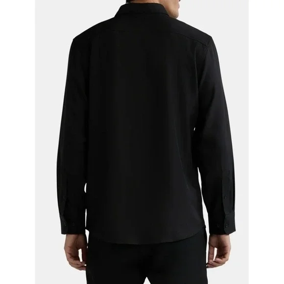 NWT George Mens Modern Fit XL Black Performance Dress Shirt Stretch Collar - Picture 3 of 6